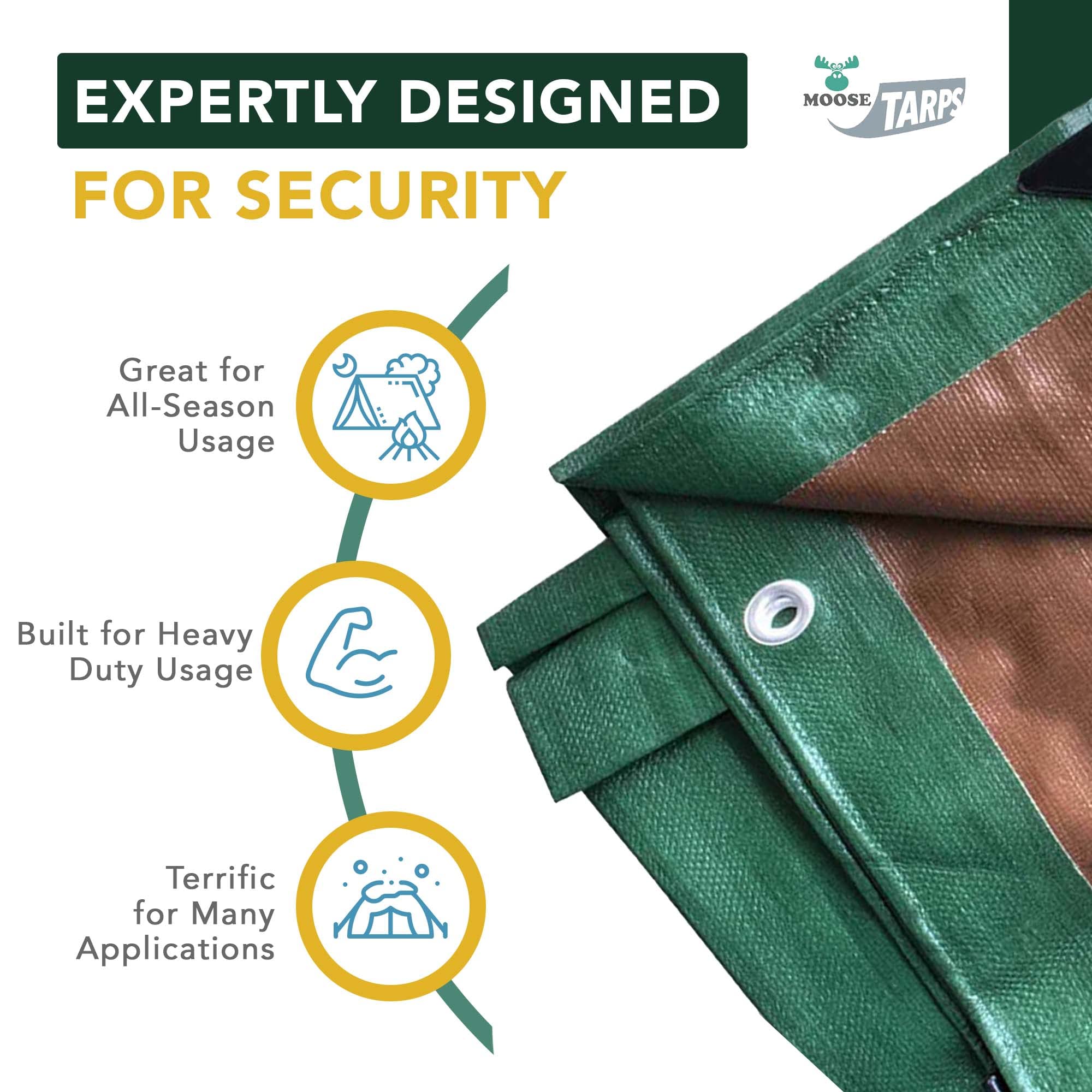 Moose Supply Heavy Duty Multi-Purpose Waterproof Poly Tarp Cover